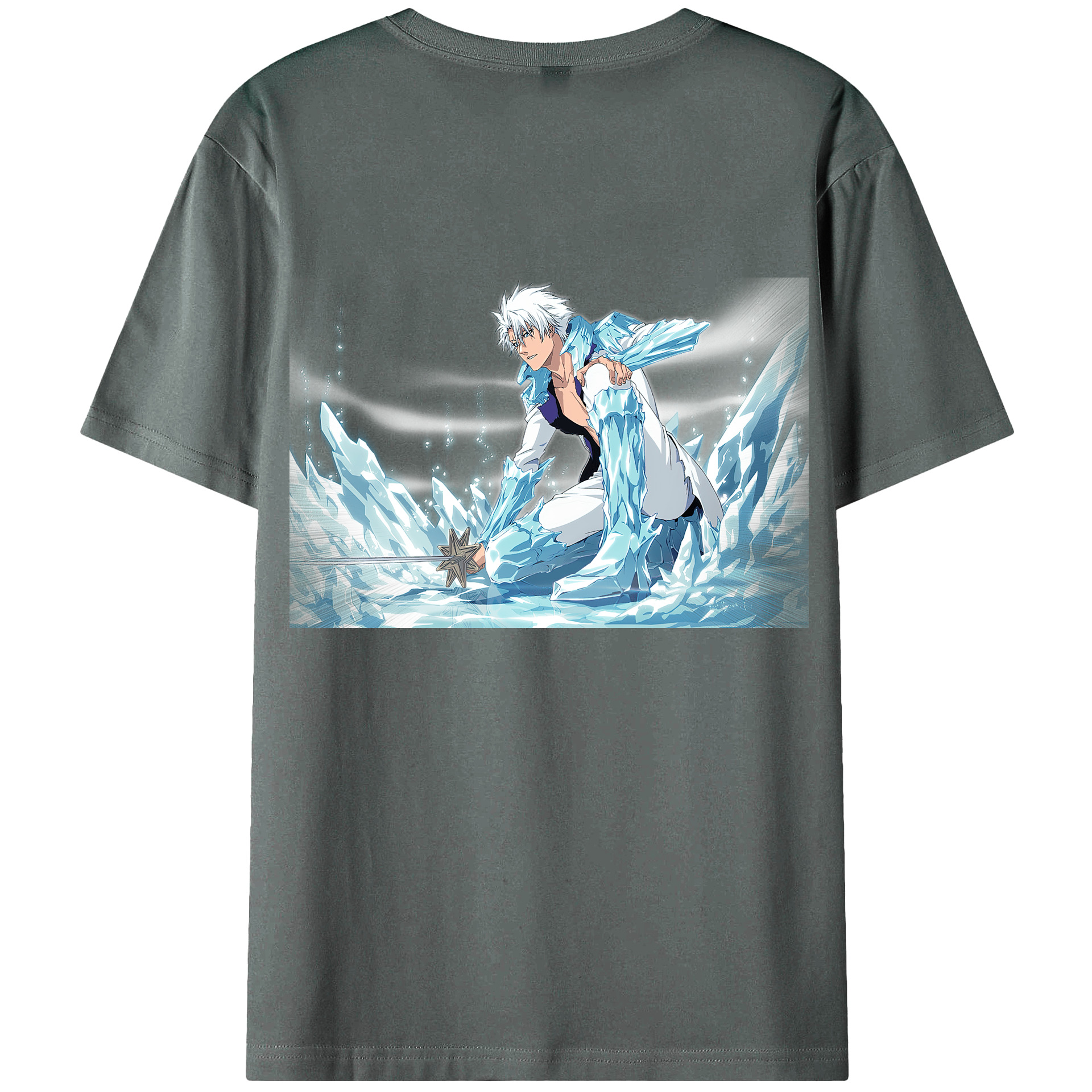 （画像用） ブリーチ 日番谷冬獅郎（ひつがや とうしろう） BLEACH Hitsugaya Toushirou 綿100％ メンズ半袖Tシャツ（バックプリント） 通気性